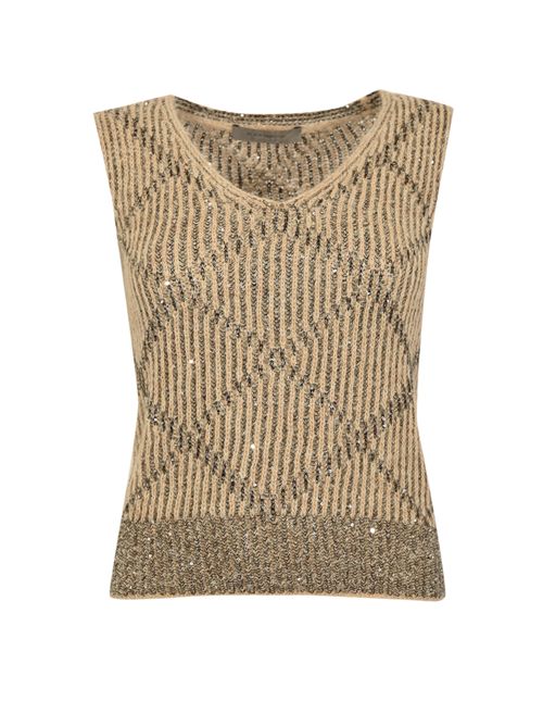 Gilet rombi in misto lana e alpaca con paillettes D. Exterior | 6128412BEI